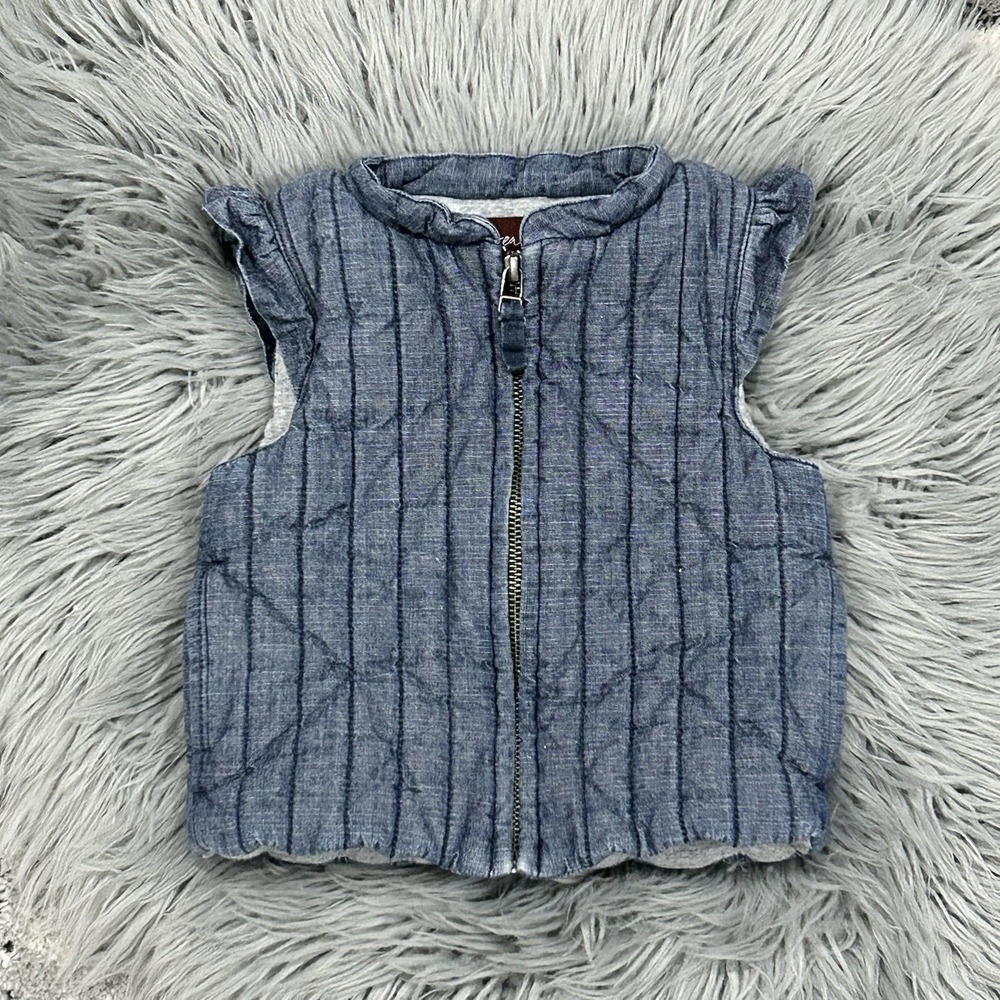 Tea Collection Girls Citizen Ruffle Sleeve Chambray Vest Size 3T
